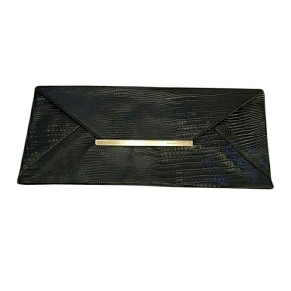 BCBG MaxAzria - Black Embossed Envelope Clutch - Picture 1 of 4